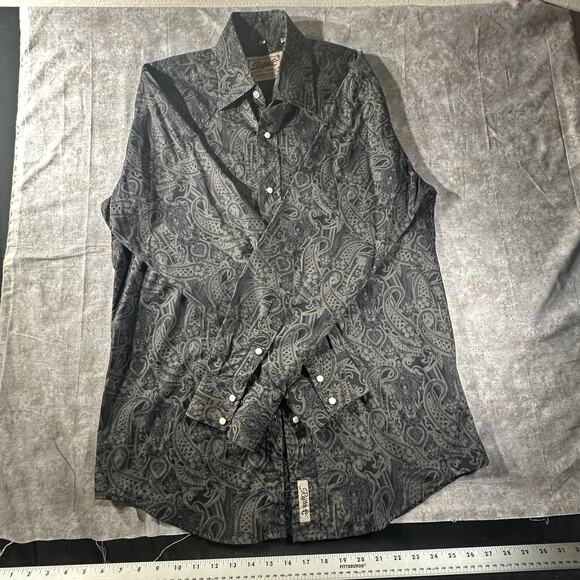 Rafter C Cowboy Collection Pattern Western Button Down Shirt - Picture 1 of 8